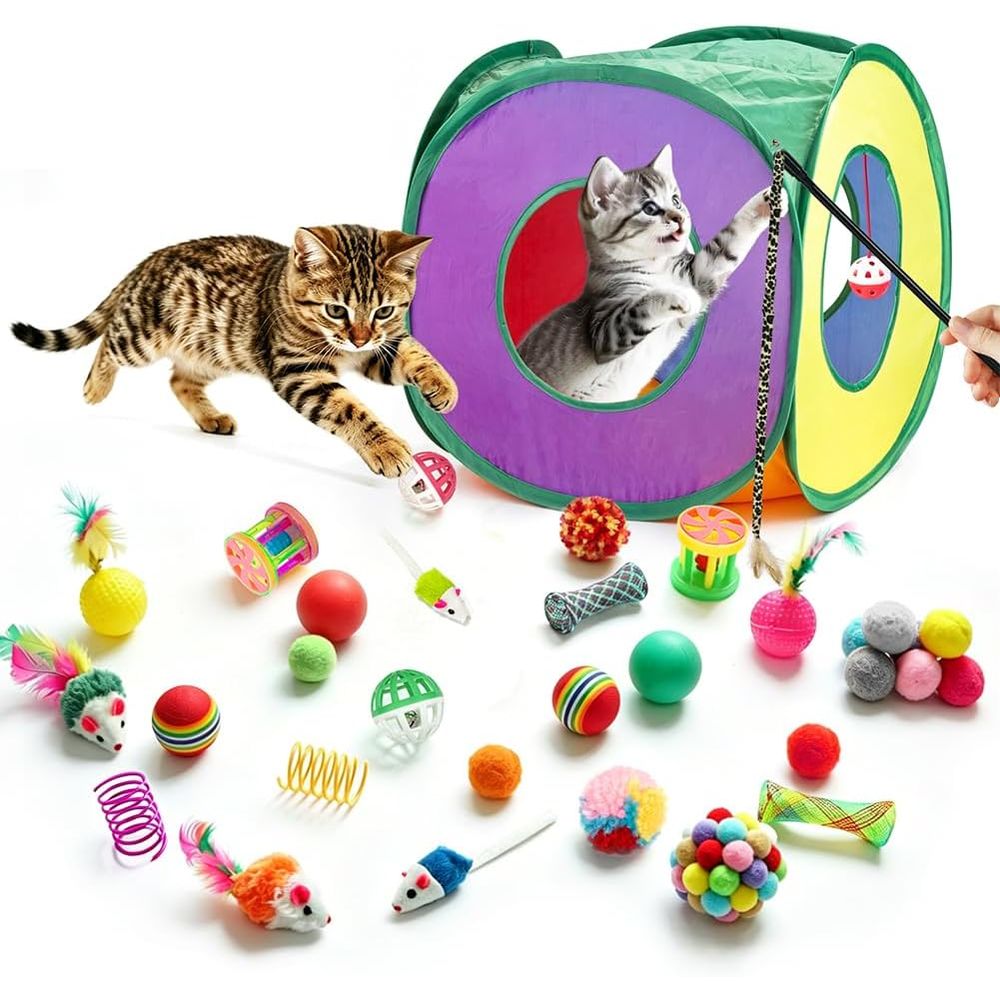 33 Pack Cat Toys or Indoor Cat - đánh giá và giá Cat Tunnel Toy