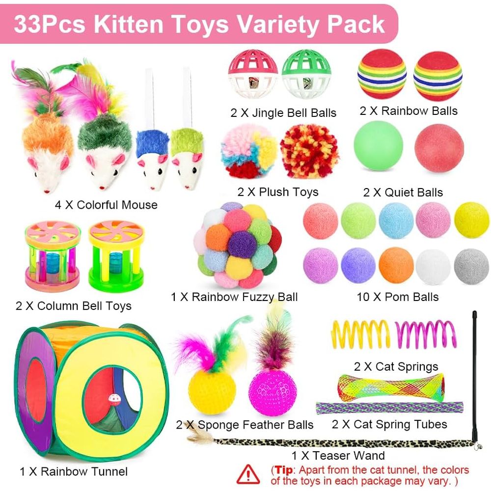 33 Pack Cat Toys or Indoor Cat - đánh giá và giá Cat Tunnel Toy